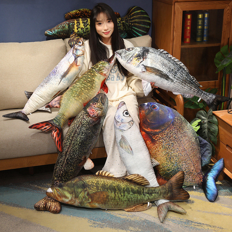 Aquarium Fish Rainbow - 新しいリアルな海の魚ピラニアぬいぐるみ、本物そっくりのトラウトと虹蛇頭の枕、楽しい水族館の魚ソファ装飾クッション