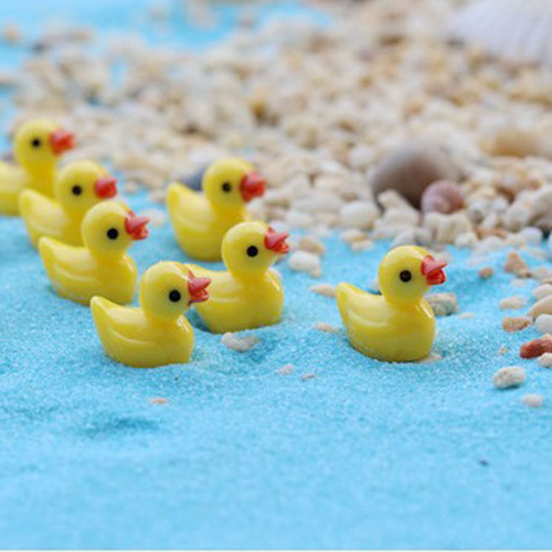 Aquarium Fish Yellow - かわいいミニ黄色いアヒルの水槽用フローティングオーナメント、素敵な漫画風アヒルの置物、水槽の景観マイクロランドスケープ