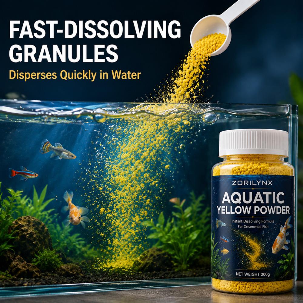 Aquarium Fish Yellow - 水槽用黄色粉末即溶性顆粒水質調整剤浄化剤（観賞魚水槽用）