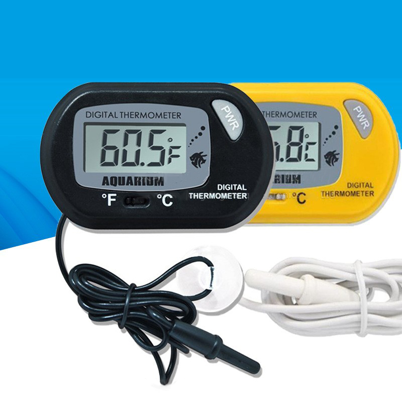 Aquarium Fish Yellow - 1PC 58*37 ミリメートル水槽デジタル温度計、イエロー/ブラック水族館電子温度センサー、防水水槽アクセサリー
