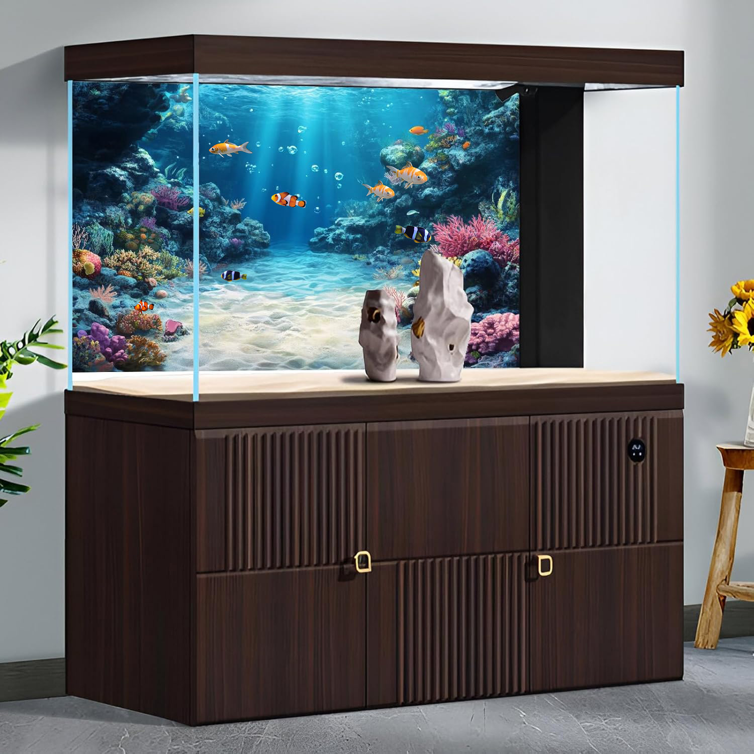 レインボーコーラルリーフ、水槽背景画、水槽背景画ステッカー、 - Aquarium Fish Rainbow のレビューと価格