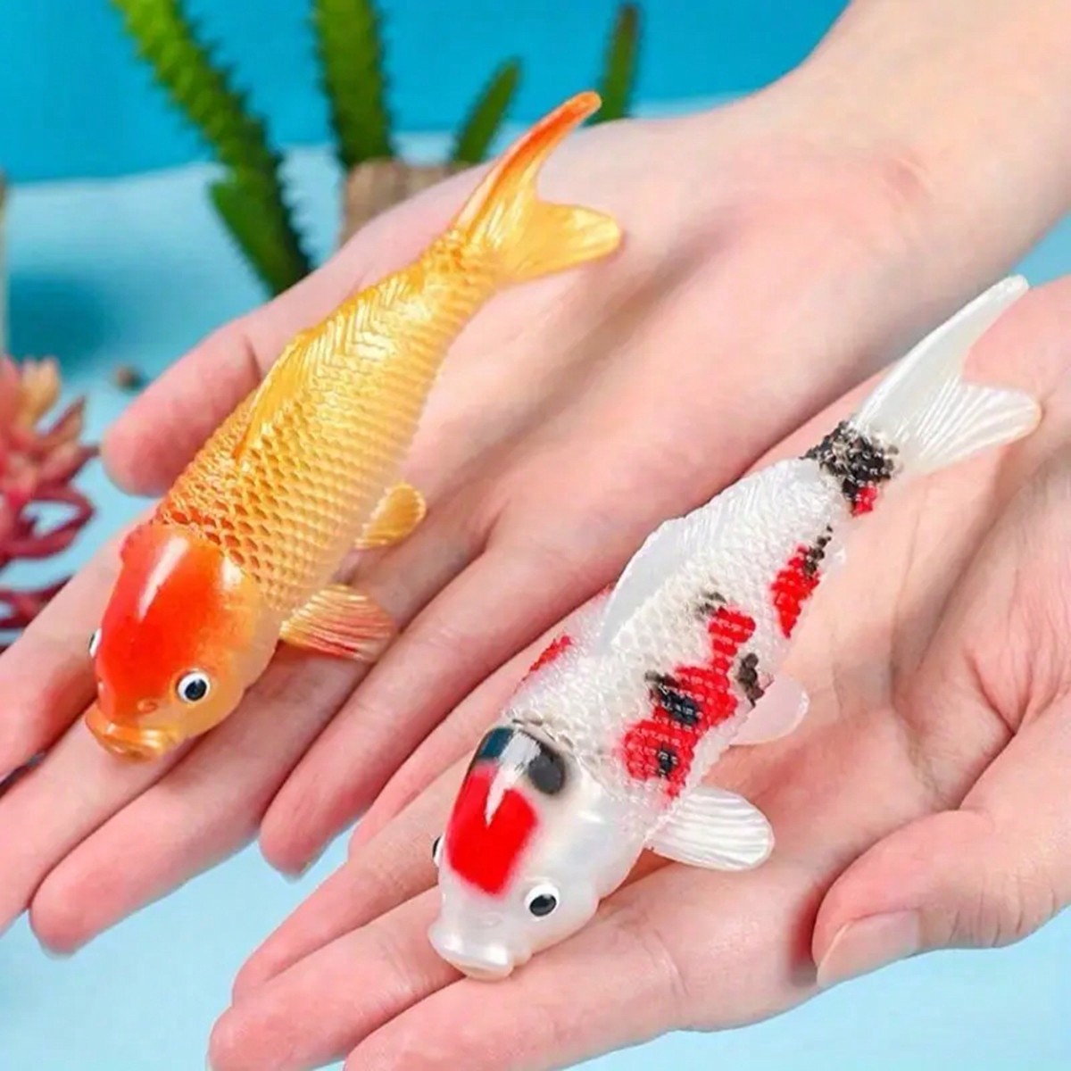 水族館用のカラフルな人工鯉2個 リアルなデザイン レッド ゴ - Aquarium Fish Yellow のレビューと価格