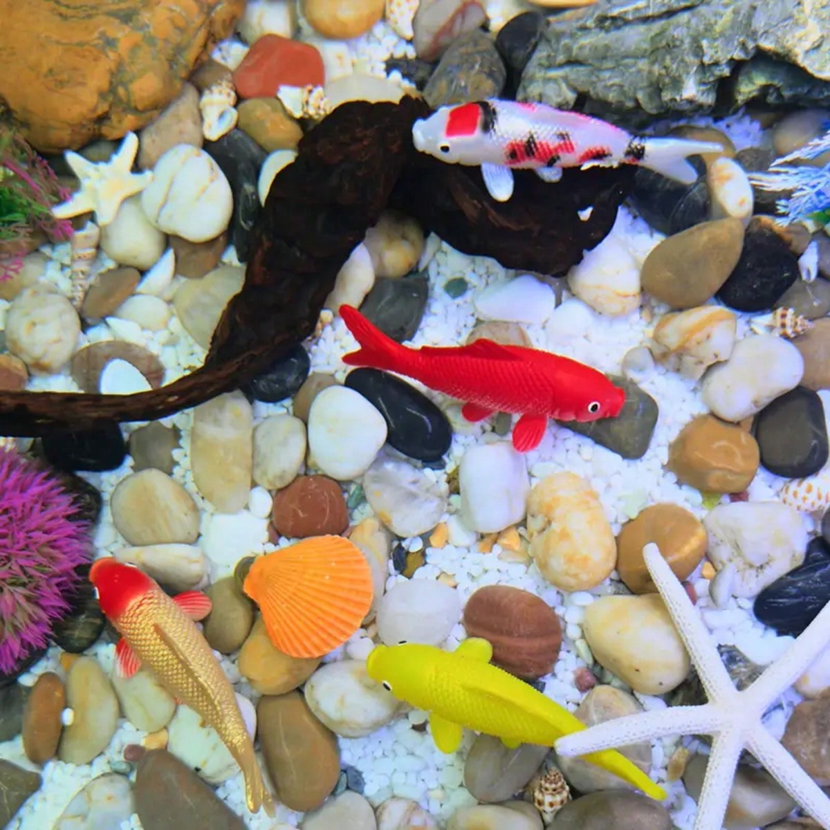 水族館用のカラフルな人工鯉2個 リアルなデザイン レッド ゴ - Aquarium Fish Yellow のレビューと価格