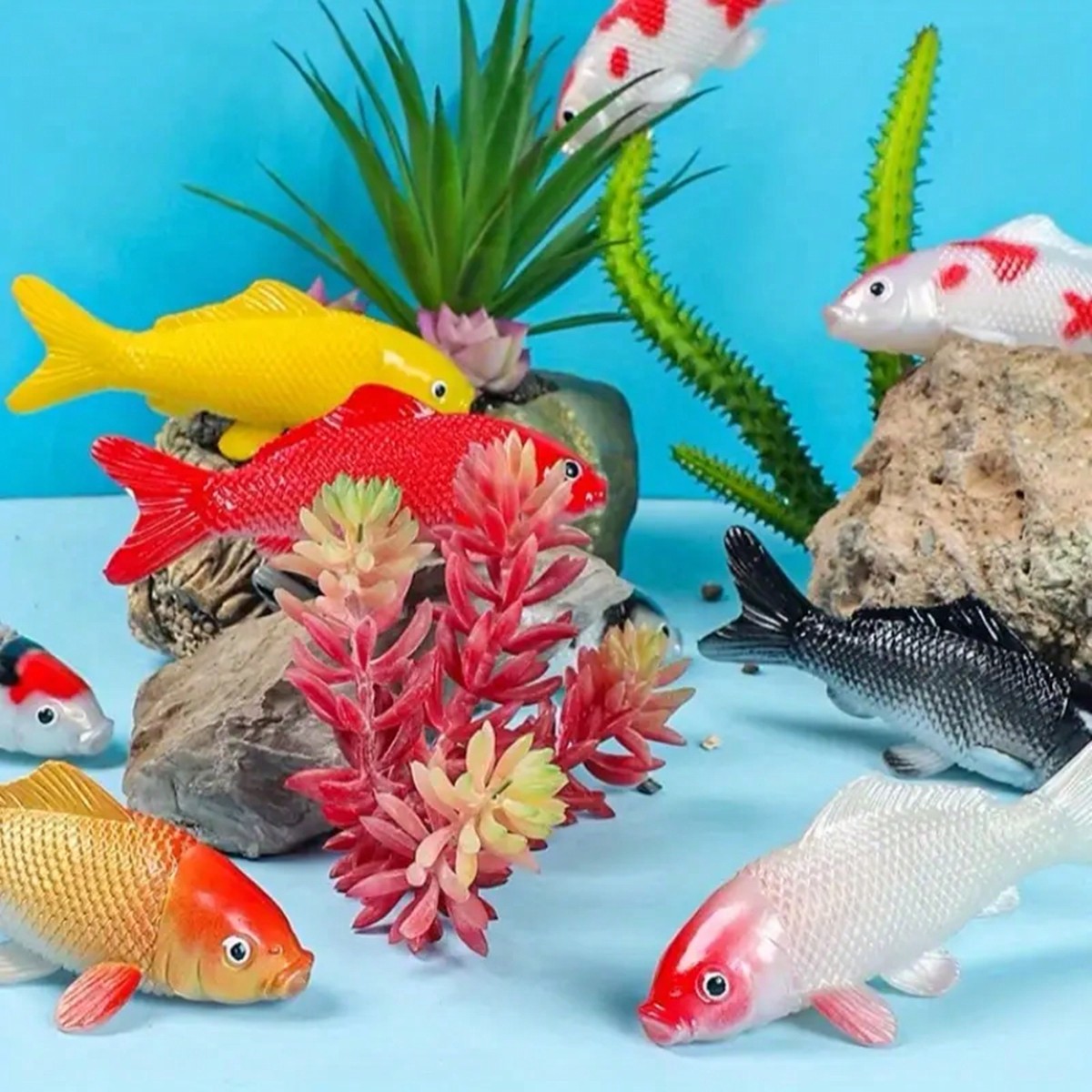 水族館用のカラフルな人工鯉2個 リアルなデザイン レッド ゴ - Aquarium Fish Yellow のレビューと価格