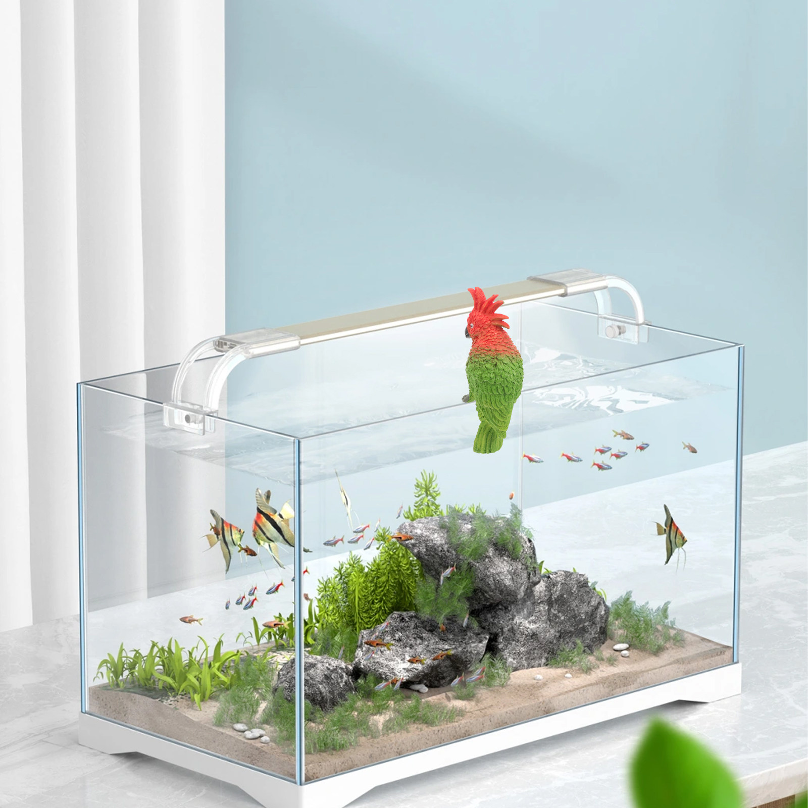 ミニオウム水槽壁掛け樹脂製小型魚タンク装飾コンパクトオウムオ - Aquarium Fish Parrot のレビューと価格